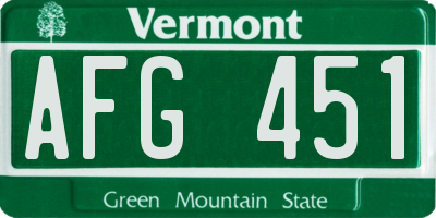 VT license plate AFG451