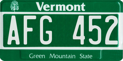 VT license plate AFG452