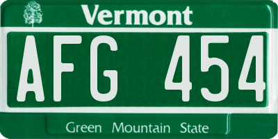 VT license plate AFG454