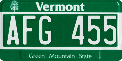 VT license plate AFG455