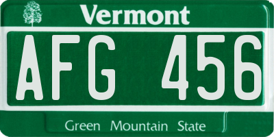 VT license plate AFG456