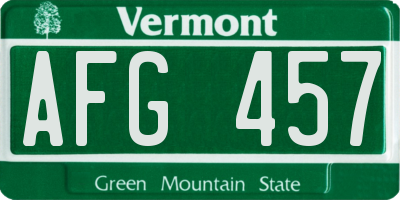 VT license plate AFG457