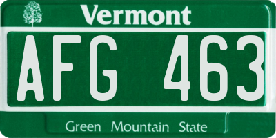 VT license plate AFG463
