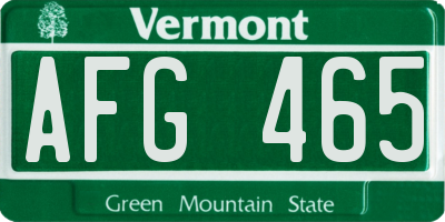 VT license plate AFG465