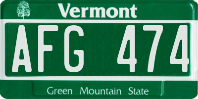 VT license plate AFG474