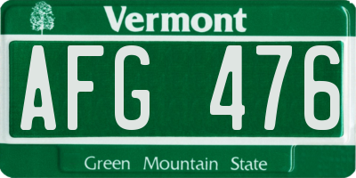 VT license plate AFG476