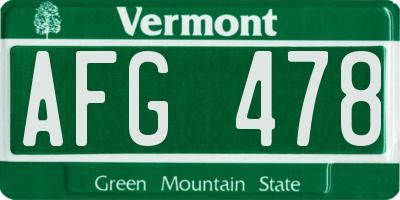 VT license plate AFG478
