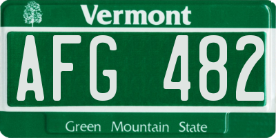VT license plate AFG482