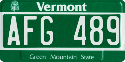 VT license plate AFG489