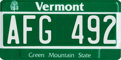 VT license plate AFG492