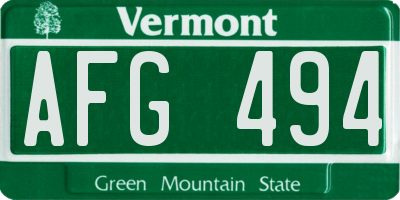 VT license plate AFG494