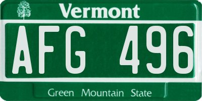 VT license plate AFG496