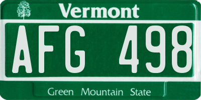 VT license plate AFG498