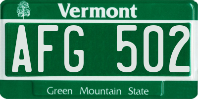 VT license plate AFG502