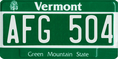 VT license plate AFG504
