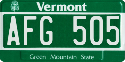 VT license plate AFG505