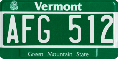 VT license plate AFG512