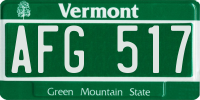 VT license plate AFG517