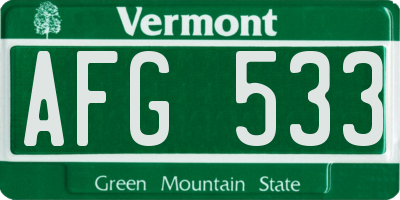 VT license plate AFG533