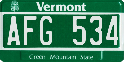 VT license plate AFG534