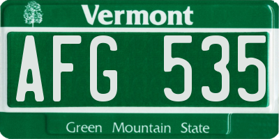 VT license plate AFG535