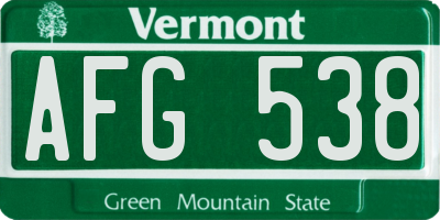 VT license plate AFG538