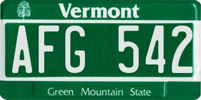 VT license plate AFG542