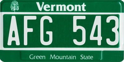 VT license plate AFG543