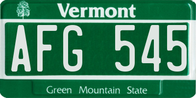 VT license plate AFG545