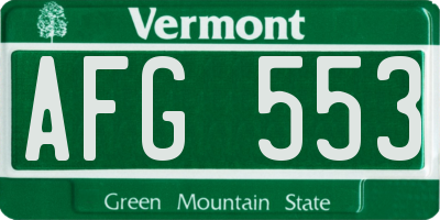 VT license plate AFG553