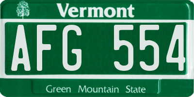 VT license plate AFG554