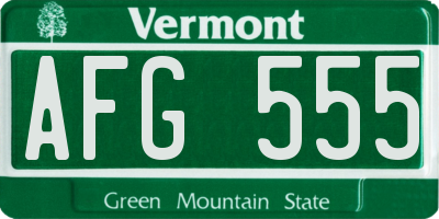 VT license plate AFG555