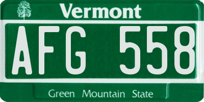 VT license plate AFG558