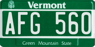 VT license plate AFG560