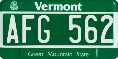 VT license plate AFG562