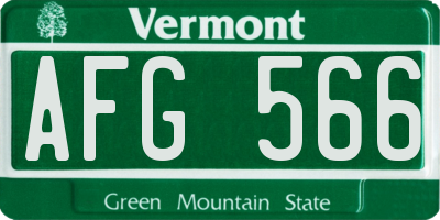 VT license plate AFG566