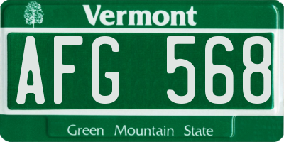 VT license plate AFG568