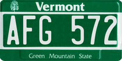 VT license plate AFG572