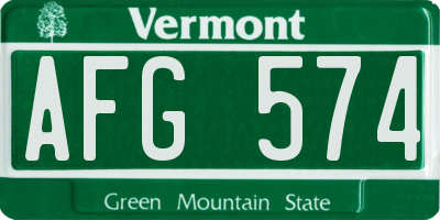 VT license plate AFG574