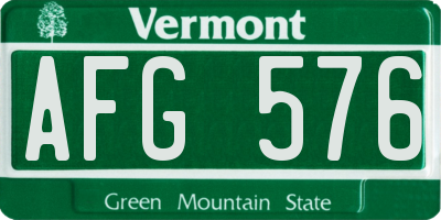VT license plate AFG576