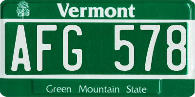VT license plate AFG578