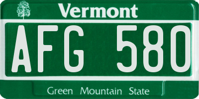 VT license plate AFG580
