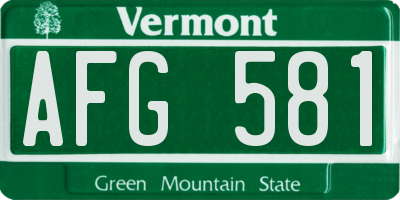VT license plate AFG581