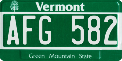VT license plate AFG582