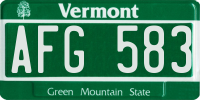 VT license plate AFG583