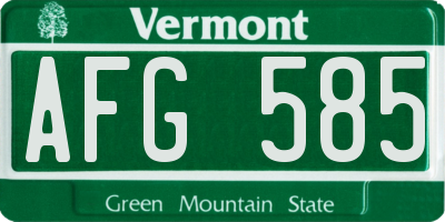 VT license plate AFG585