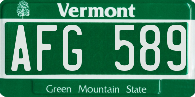 VT license plate AFG589