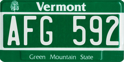VT license plate AFG592