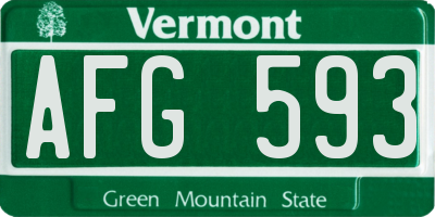 VT license plate AFG593