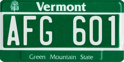 VT license plate AFG601